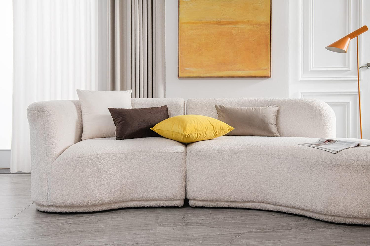 Couch Pillow Covers 16x16 Yellow: 2 Pack Cozy Soft Velvet Square Throw Pillow Cases for Farmhouse Home Decor