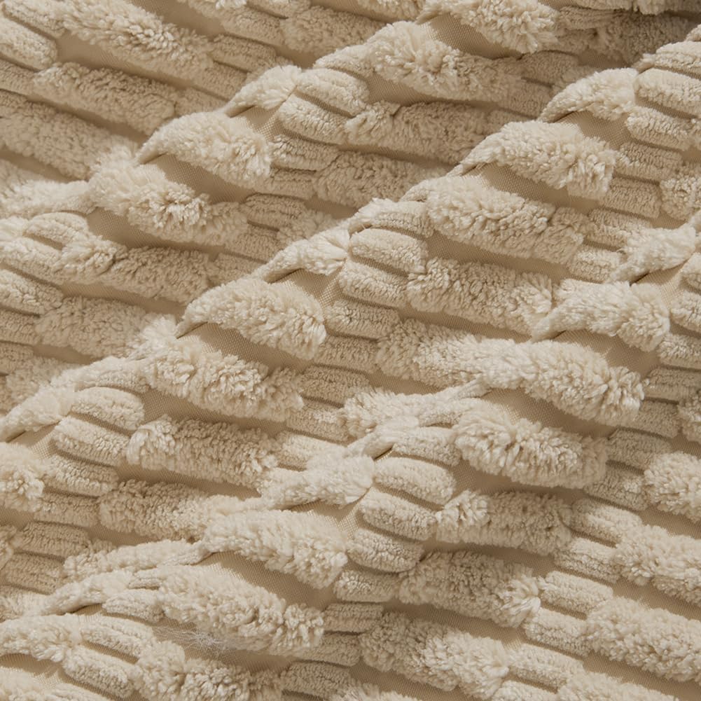 Fancy Homi Tan Lumbar Decorative Throw Pillow Covers 12x20 Inch for Living Room Couch Bedroom, Soft Corduroy Rectangle Solid Cushion Case 30x50 cm, Beige Rustic Farmhouse Boho Home Decor