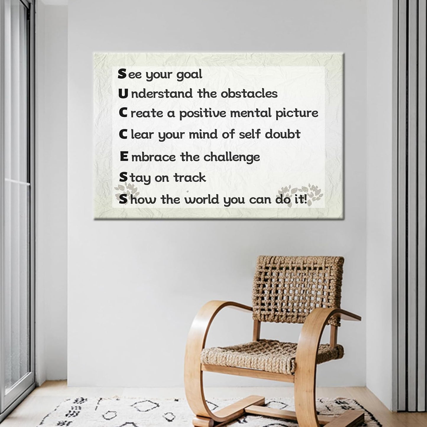Inspirational Canvas Poster Wall Art Decor Success Motivational Painting Positive Quotes Picture Print Artwork for Home Living Room Office Workplace Teens Room Stretched and Framed [36''Wx24''H]