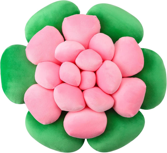 Fleshy Greenery Plush Cushion – Hand-Stitched 3D Flower Throw, Botanical-Shaped Accent for Bedroom, Living Room, and Home Décor, 40cm/15.75inch