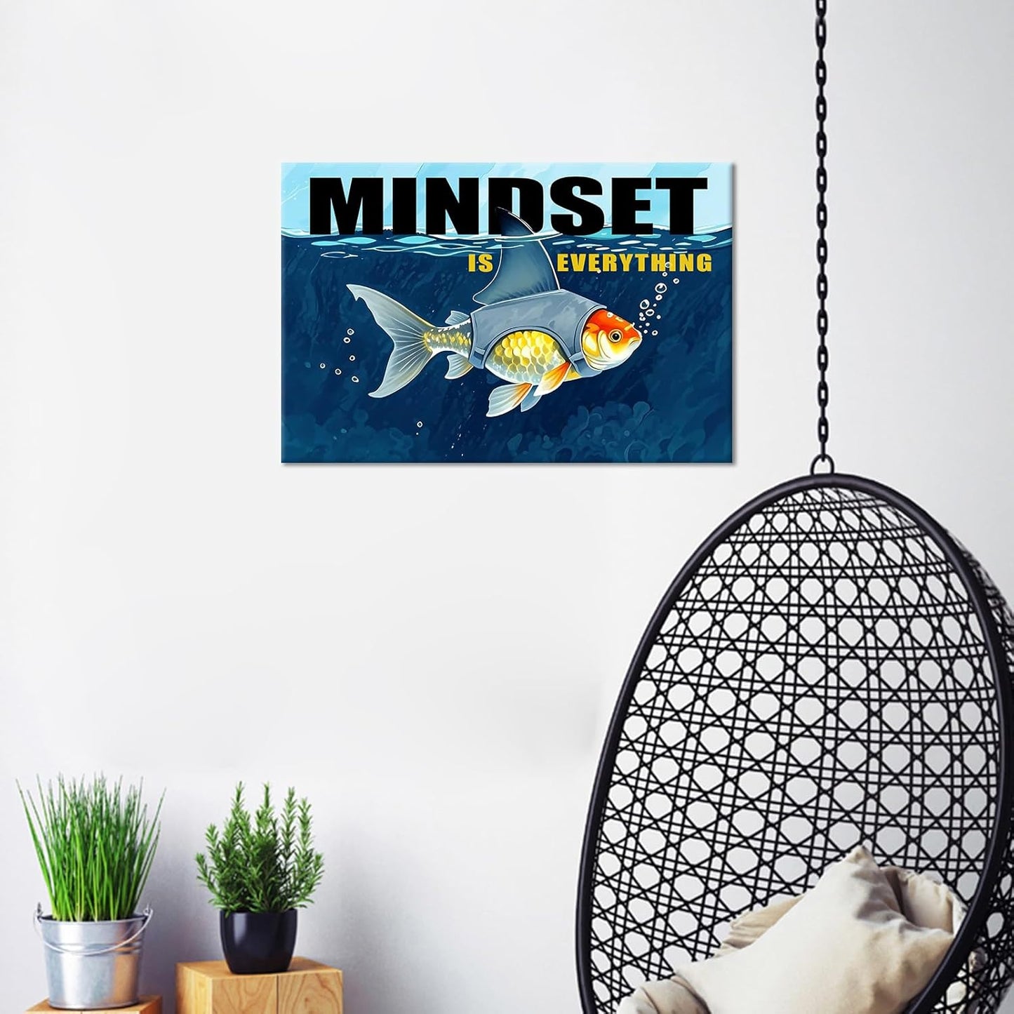 Inspirational Canvas Wall Art Home Decor Motivational Mindset is Everything Quotes Poster Print Modern Positive Theme Picture Painting Artwork for Bedroom Bathroom Stretched and Framed [18''Wx12''H]