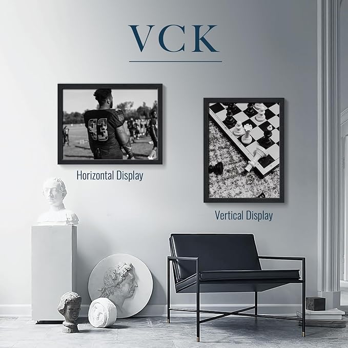 VCK 18x24 Poster Frame Black Oak - 3 Pack, Exclusive Natural Textured Solid Wood Picture Frames, Horizontal and Vertical Formats for Wall with Included Hanging Hardware