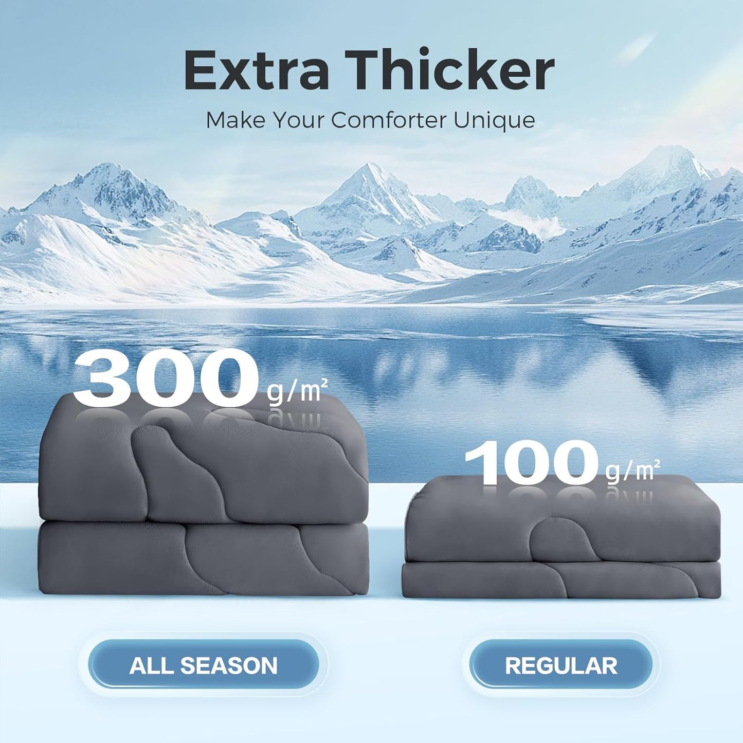 EASELAND All Season Cooling Comforter Queen, Cold Touch Fabric Absorbs Body Heat, 300GSM Super Soft, Cooling Blanket for Night Sweats Hot Sleeper (Dark Gray-All Season, Queen(90"x90"))