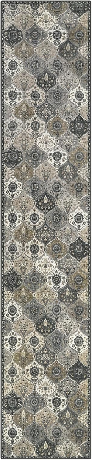 Lahome Moroccan Washable Runner Rug Non Slip, 2x10 Runner Rugs for Hallway 2x10 Vintage Ultra-Thin Throw Long Carpet for Kitchen Entryway Bedroom Laundry Room, Grey