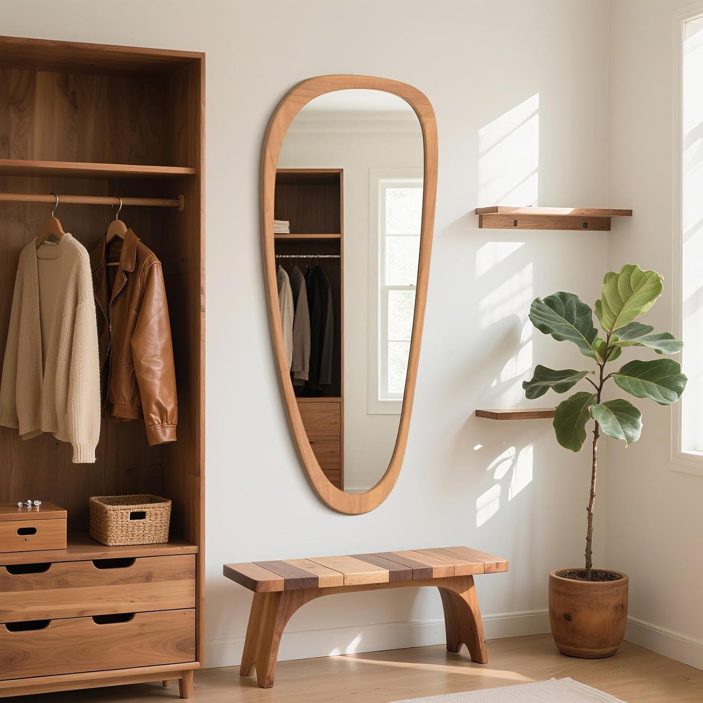 HOMECOOKIN Asymmetrical Mirror, Irregular Mirror Full Length, Boho Wall Mirrors Decorative for Bedroom Living Room Entryway Hall, Mid Century Modern Decor 48" H x 22" W