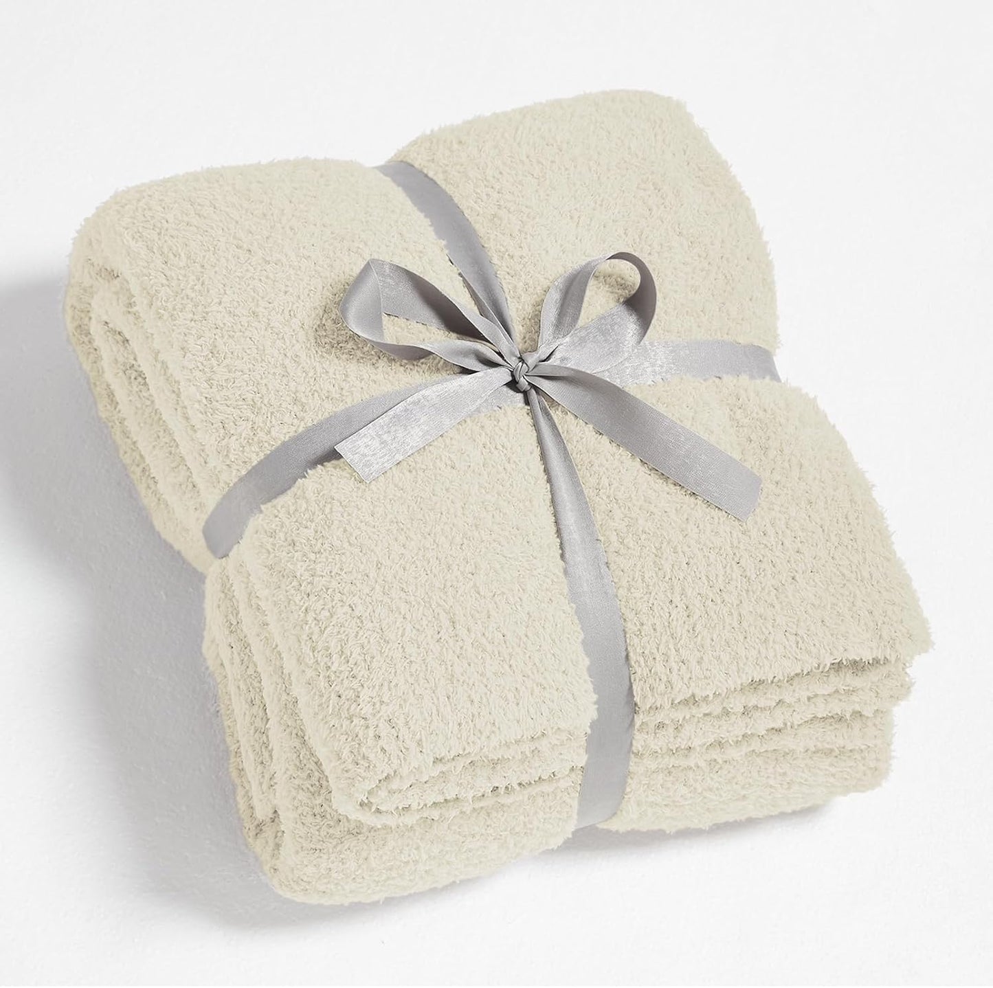 CYMULA Super Soft Twin Size Beige Knit Throw Blanket - Lightweight Plush Fuzzy Fluffy Warm Cozy Blankets and Throws for Sofa Bed All Season Use, 60x80 inches