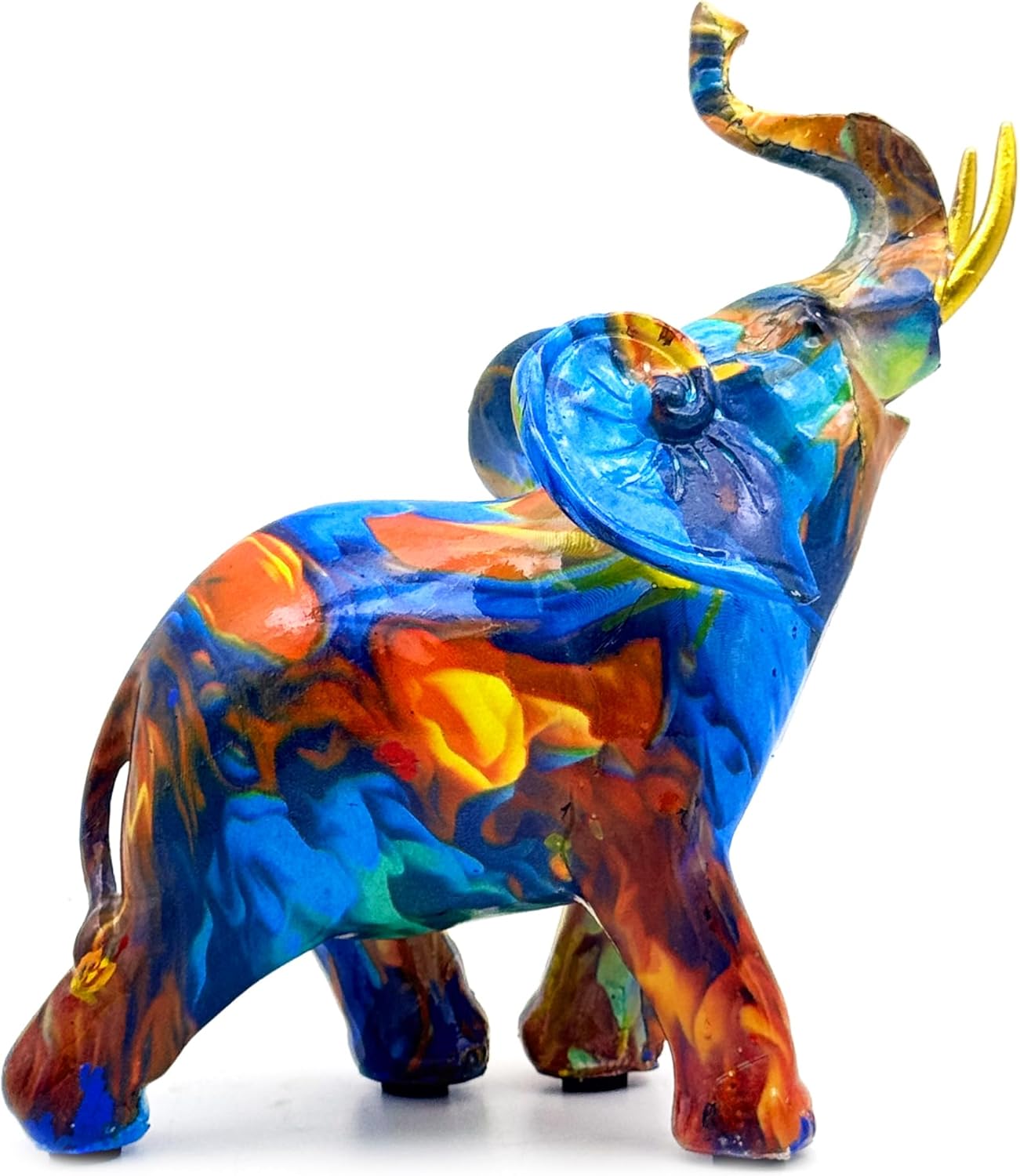 Colorful Elephant Statue Sculpture Figurine for Home, Office, Living Room, Desktop Decoration, Garden Outdoor Decor (Small)