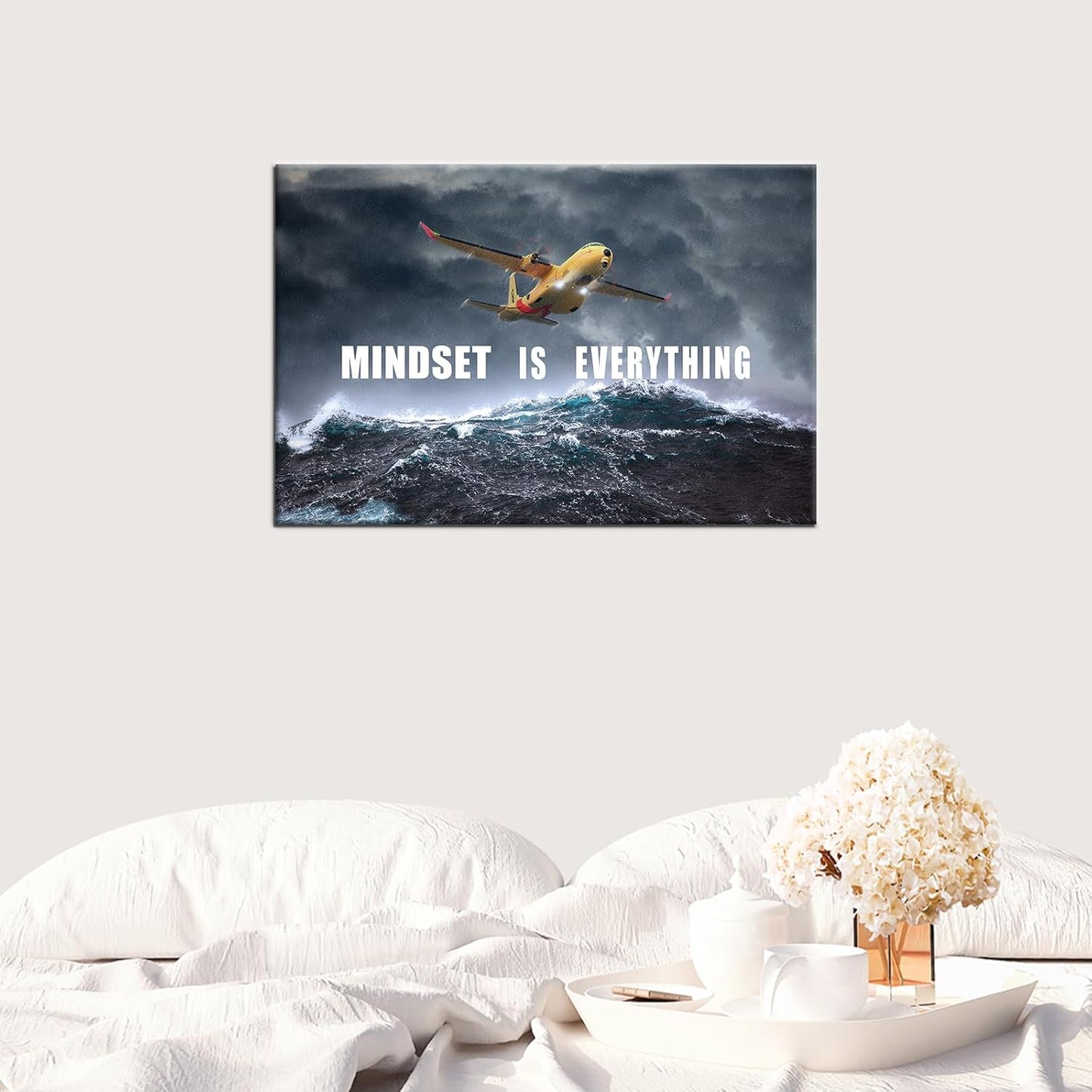 GoForArt Dream Big Motivational Canvas Wall Art, Inspirational Famous Quote Bedroom Living Room Decor, Positive Modern Landscape Mountain Office Dorm Room Poster Print (Airplane, 12.00" x 18.00")