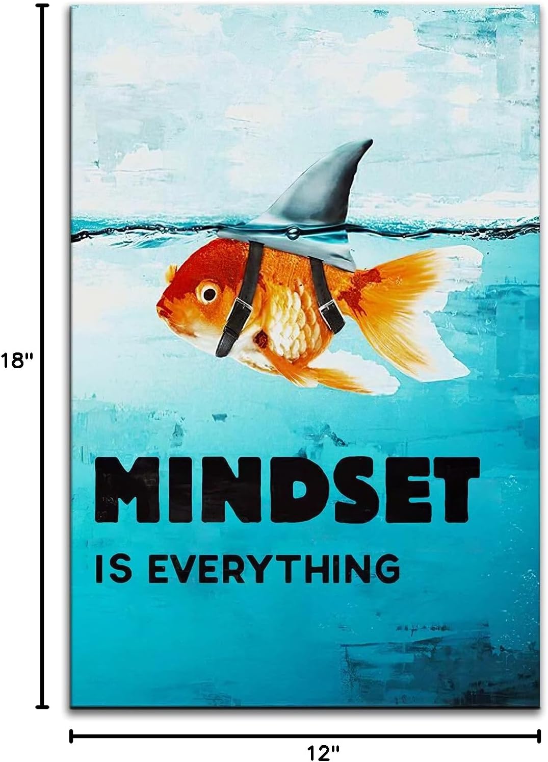 Mindset is Everything Canvas Wall Art Motivational Painting Inspirational Entrepreneur Quotes Picture Poster Print Artwork for Bedroom Office Home Decor Framed Ready to Hang [12''W x 18''H]