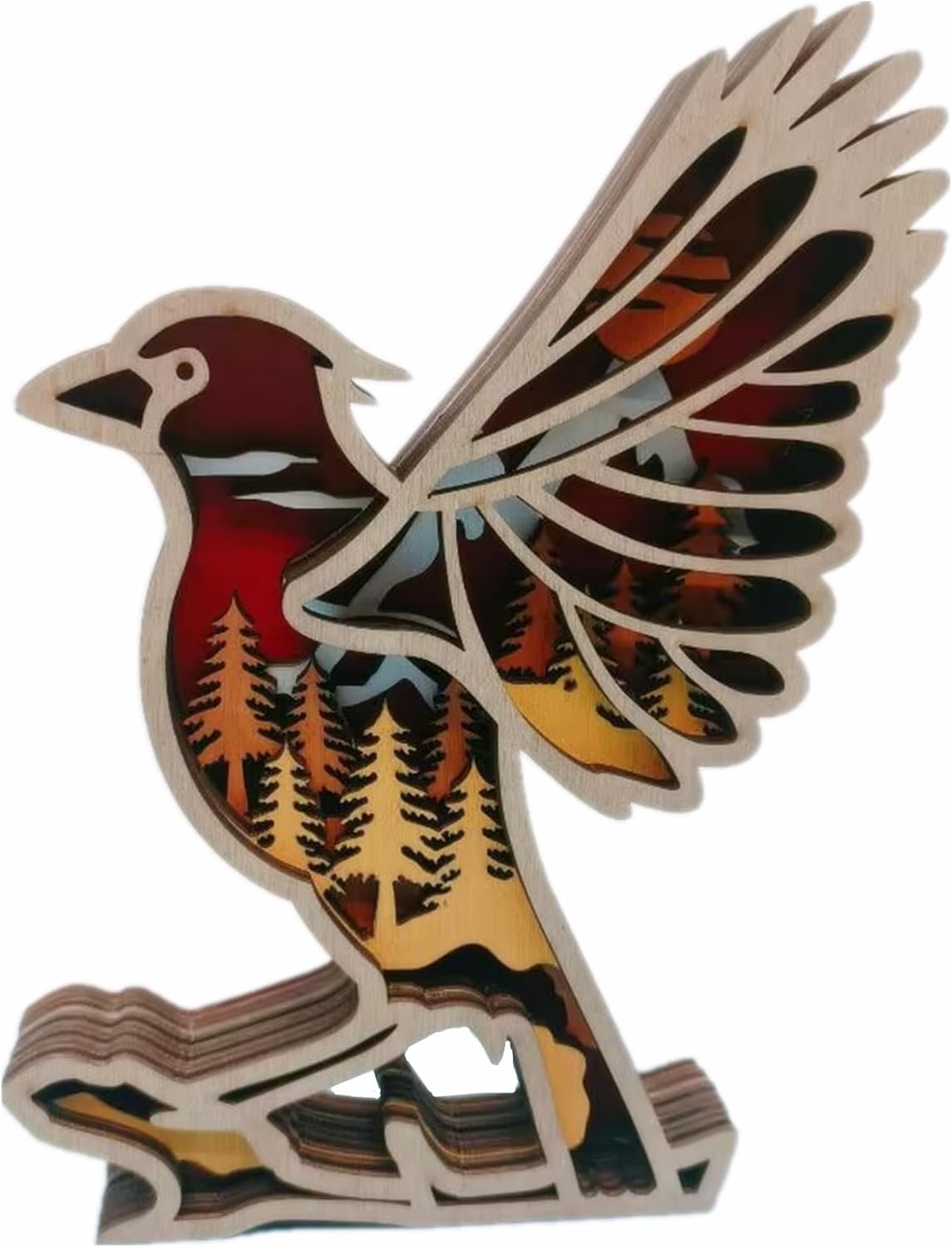 Forest AnimalDesk Art Decor Wooden Farmhouse Table Decoration, Cabin Nursery Mountain Decor for Bedroom Living Room (Bird)