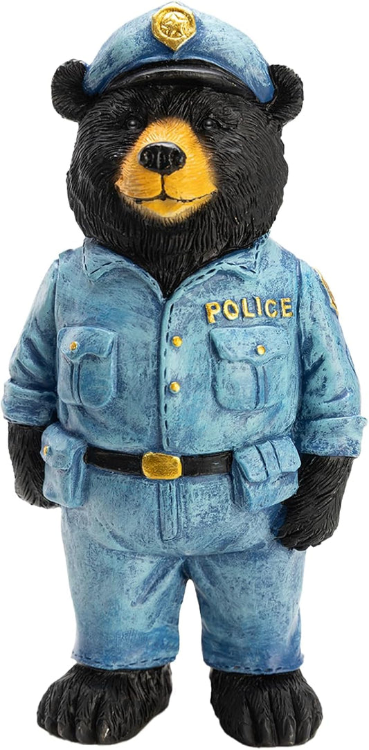 Black Bear Figurine Home Decor Bear Statue,for Office, Desk, and Shelf Decoration,Police Themed Birthday Gifts