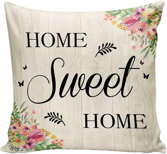 Home Sweet Home Spring Flower Throw Pillow Cover,Spring Flower Farmhouse Decor Pillow Covers Home Decorative Sofa Pillow Case 18x18 Inch