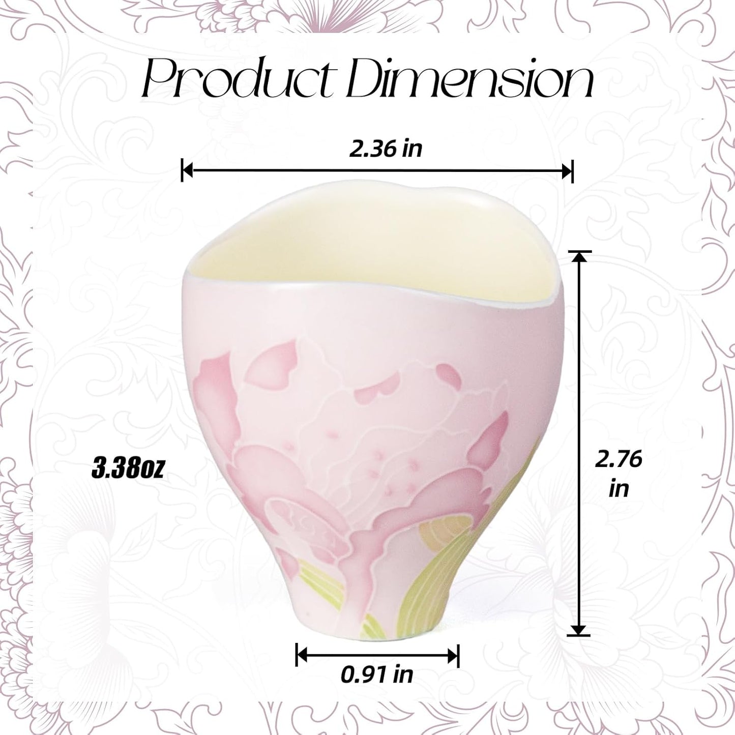 KAMMAK Ceramic Tea Cups Small, Cute Vintage Coffee Cup Set of 2, Porcelain Teacups Espresso Mug, 2.9oz Hand Painted Chinese Afternoon Tea Party Mugs, Birthday Gift for Women Men, Man Yan Arita