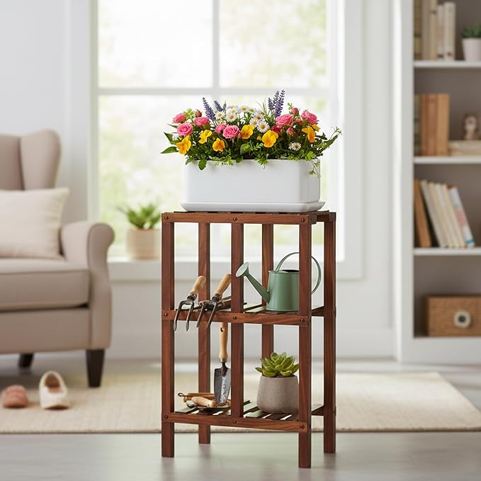 MyGift 10 Inch Modern Unglazed White Ceramic Indoor Plant Pot with Drainage Hole, Rectangular Succulent Planter Window Box with Removable Saucer, 1 Pack