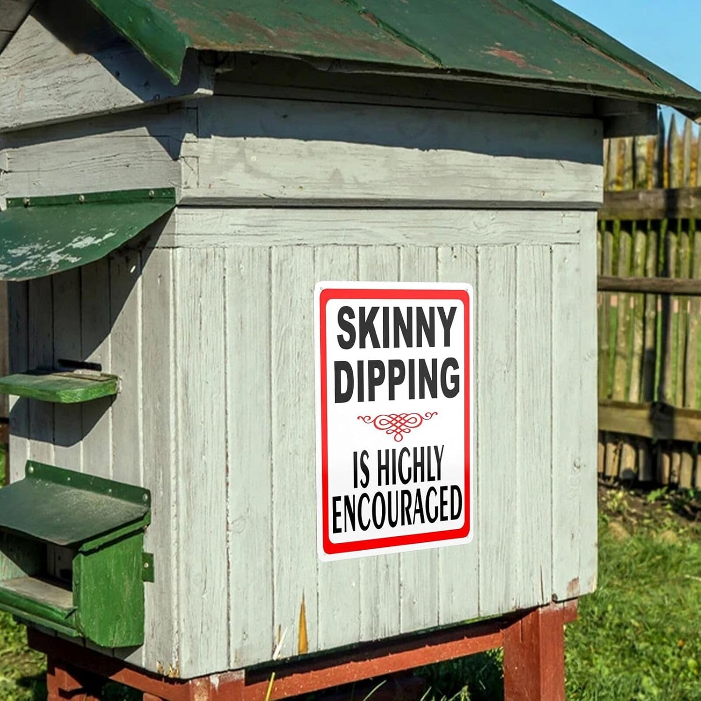 Metal Tin Skinny Dipping Highly Encouraged Sign For The Inconvenience Sign for Outdoor & Indoor 12x8 Inches
