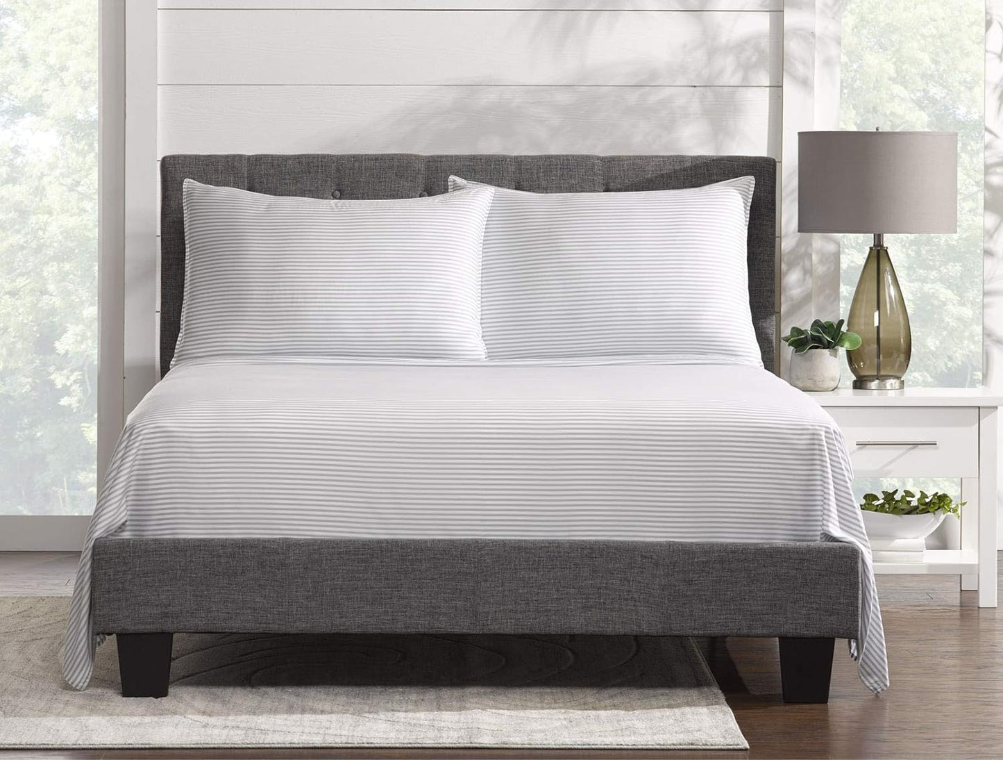 Full Sheets by Pure Bamboo, Genuine 100% Organic Viscose Derived from Bamboo Bed Sheet Set, Luxuriously Soft & Cooling, Double Stitching, Lifetime Quality Promise (Full, Stripes)