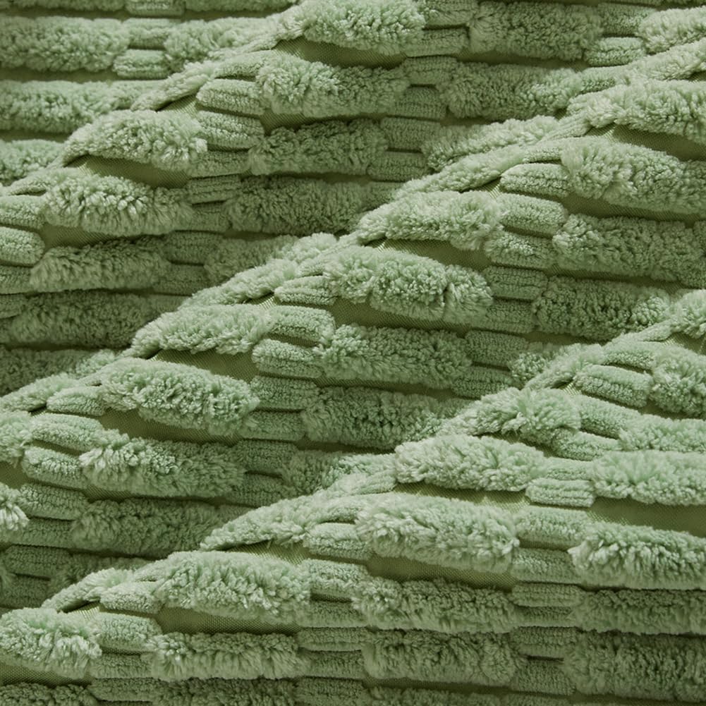 Fancy Homi Sage Green Lumbar Decorative Throw Pillow Covers 12x20 Inch for Living Room Couch Bedroom, Soft Corduroy Rectangle Solid Cushion Case 30x50 cm, Rustic Farmhouse Boho Home Decor