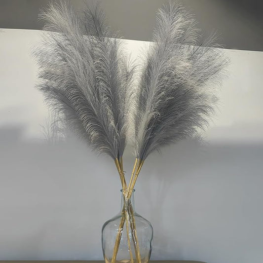 38" 10 Stems Faux Pampas Grass Tall - Grey Tall Pampas Grass Decor Pompas Floral Arrangement and Vase Filler for Boho Home Wedding Mothers Day Decoration