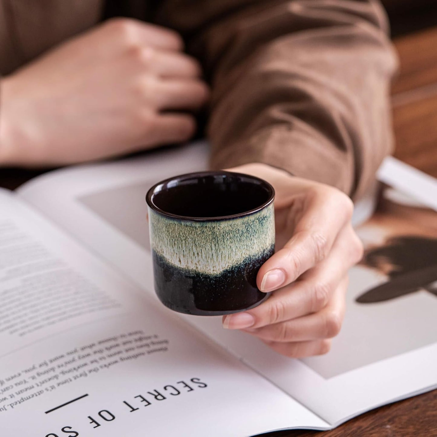 Espresso Cups Set of 2, Ceramic Espresso Cups, Expresso Shots Cups, 2.5oz Tea Cups, Demitasse Cups (4, black white)