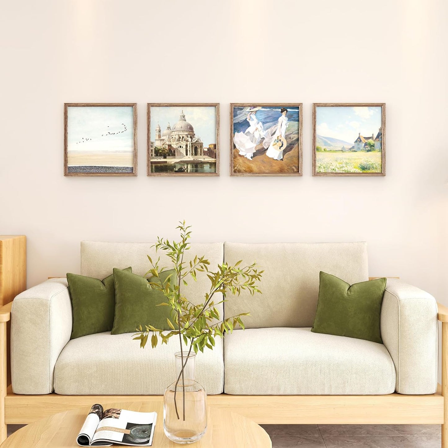 KINLINK 13x13 Picture Frame, Brown Square Solid Wood Frames for Pictures 13x13 without Mat and 12.5x12.5 Music Record Album, Wall Display Photo Frames Brown Wood 1 Pack