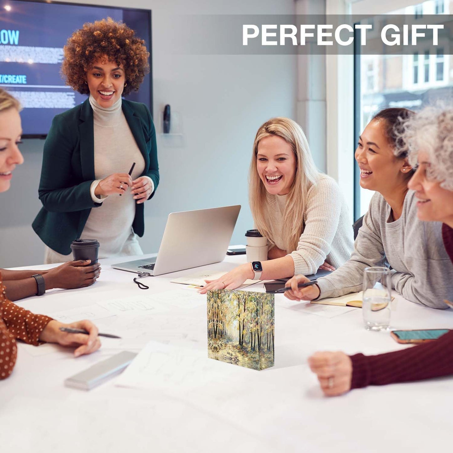 Desktop Decoration Abstract Drawing Landscape,Autumn Fallen Leaves Acrylic Decor Women Congratulations Presents Appreciation Presents for Coworkers Thank You Presents Housewarming Presents