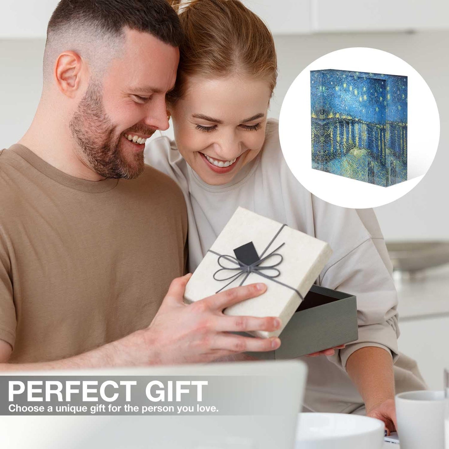 Clear Acrylic Decor Night View of The Rhone River Valentine's Day Present - Housewarming Presents - Presents for Mom,Sisters and Friends Positive Wall Plaque 4'' x 4''