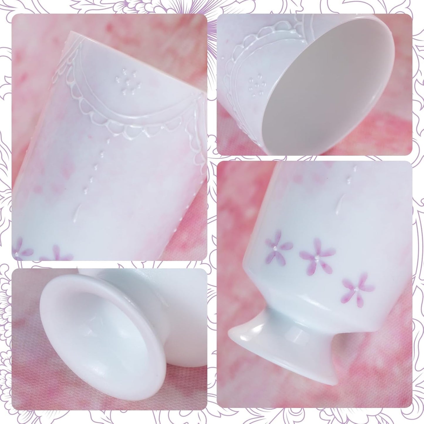 KAMMAK Ceramic Tea Cups Small, Cute Vintage Coffee Cup Set of 2, Porcelain Teacups Espresso Mug, 2.2oz Hand Painted Chinese Afternoon Tea Party Mugs, Birthday Gift for Women Men, Yutian Zi