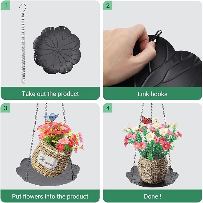 Hanging Planter for Indoor Outdoor, Plant Hanger, Hanging Plant Holder, Plant Pot Shelf Basket for Window Wall Ceiling Garden with Chains and Hooks, 2Pcs (Leaf)