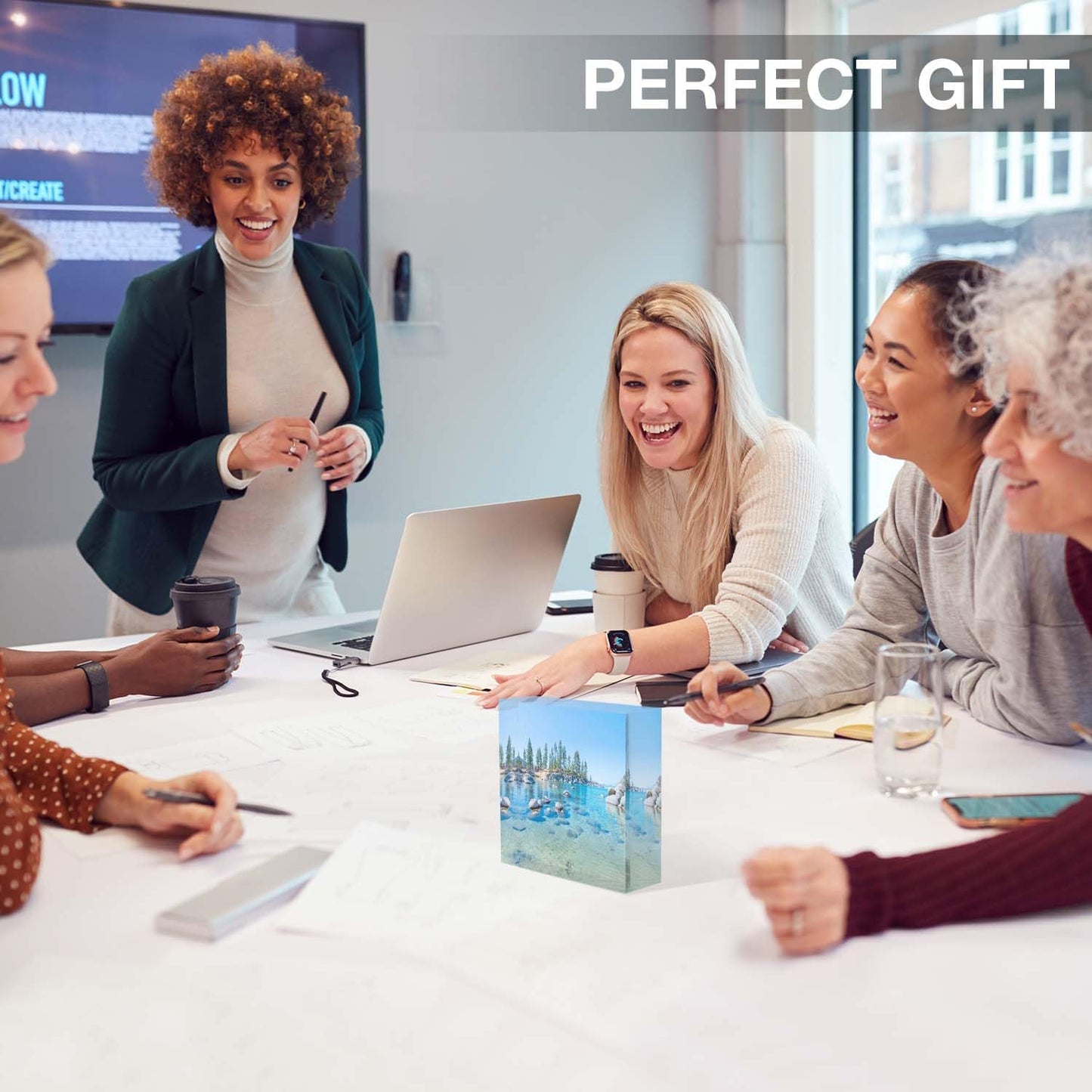 Desk Ornaments: Beautiful Blue Clear Water Farewell Gift for Coworkers, Appreciation for Teachers, New Home Gift for Friends - 4x4x1 Inch