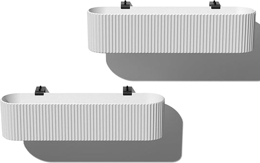 Veradek Demi Series Railing Planter - Hanging Planter Box for Windowsill/Balcony | Plastic-Stone Composite w/Railing Bracket | Modern Décor for Flowers