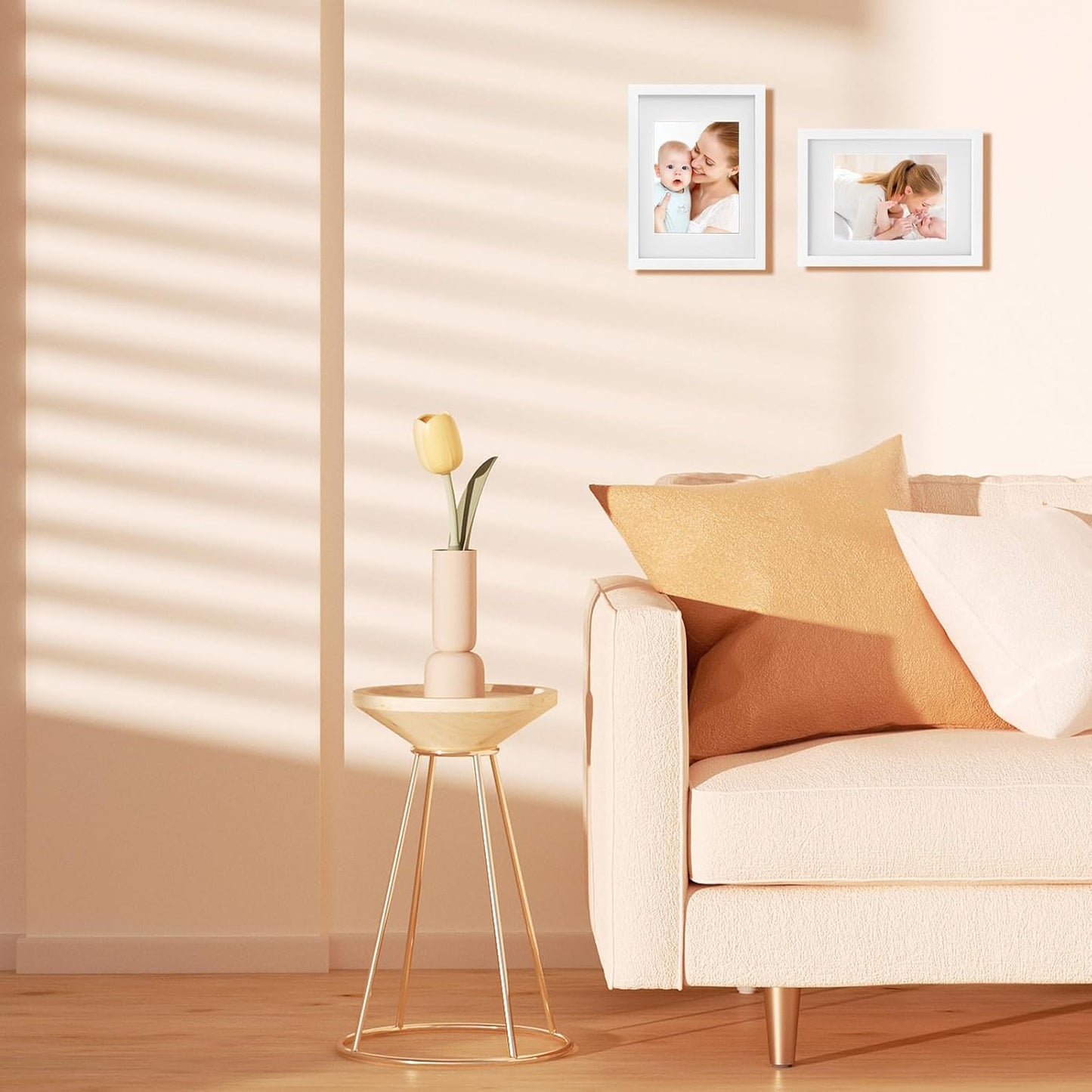 Egofine A4 Picture Frames Set of 4, Made of Solid Wood Covered by Plexiglass 4x6 and 6x8 with Mat or A4 whitout Mat, for Table Top Display and Wall Mounting Photo Frame White