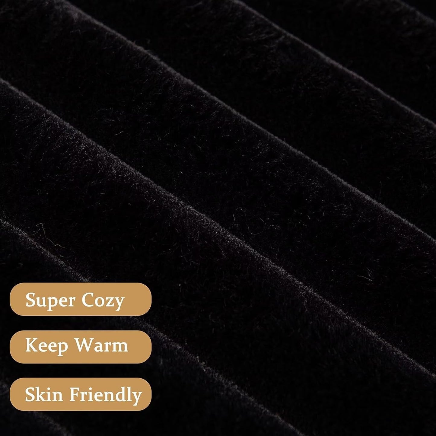 Black Halloween Faux Fur Throw Blanket for Couch, Fuzzy Cozy Soft Warm Plush Striped Throw Blanket, Decorative Fluffy Winter Blanket for Sofa Chair Bed Living Room Home Decor, 50"x60"