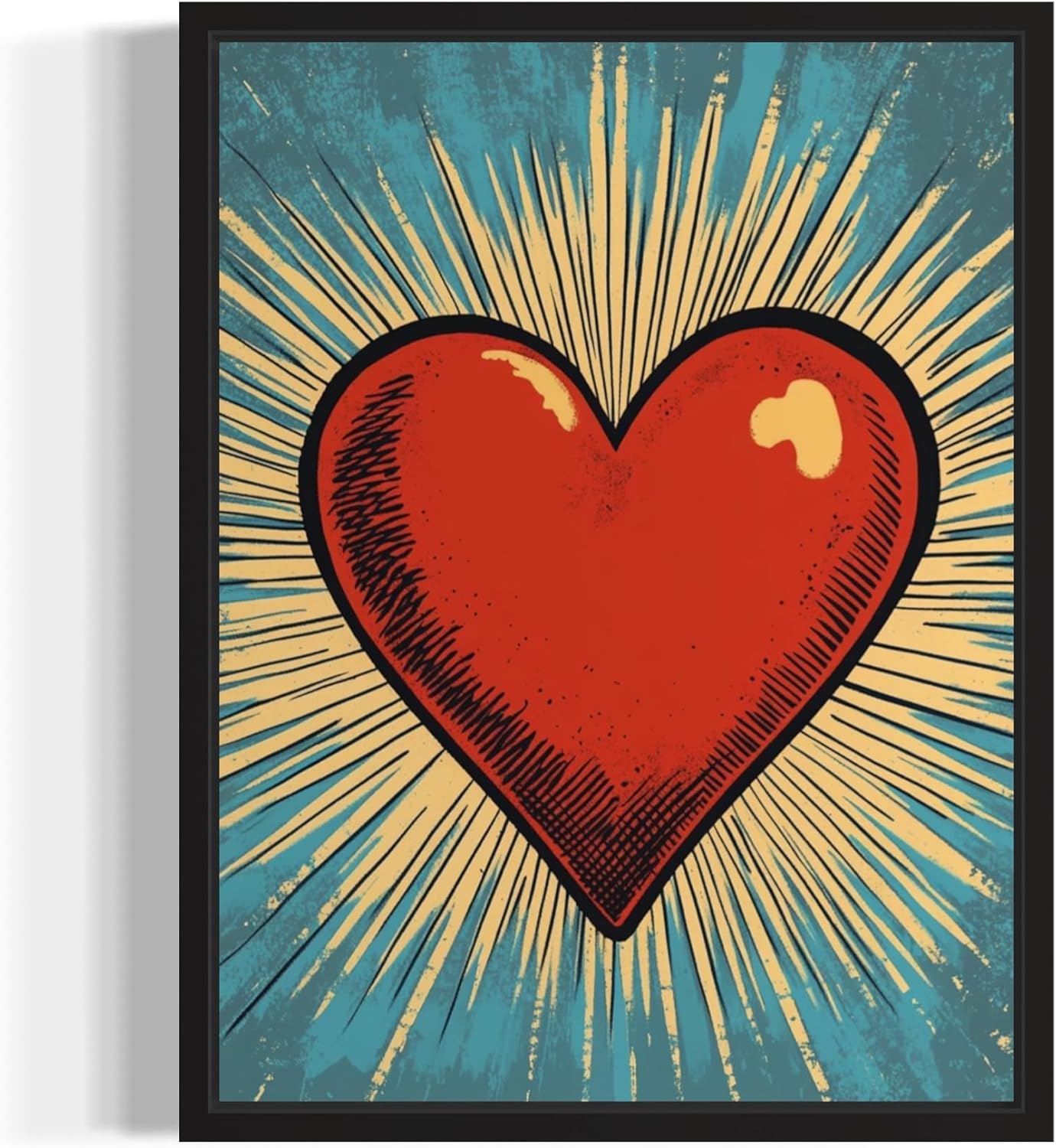 Heart Pop Art Poster Print, Vintage Retro Wall Art Decor Paintings Classic Artwork for Bedroom Living Room Decorations. (Heart, 24x36 inches (Unframed))