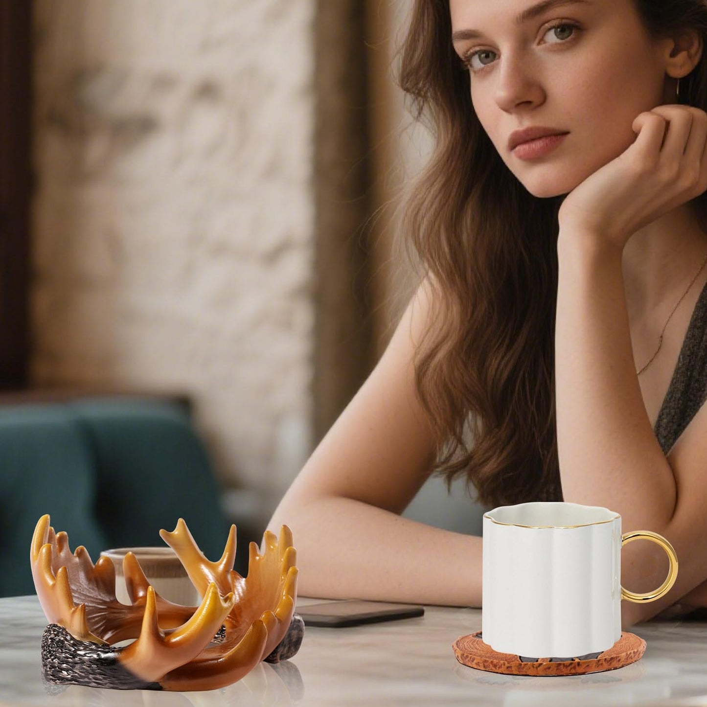 Deer Antler Coasters - 8 Full Size Rustic Coasters for Log Cabin Decor - Hunting Decor