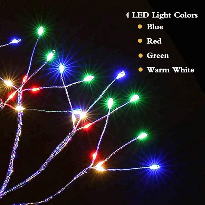 20" 108 LED Tabletop Bonsai Tree Light, Sparkly Fairy Spirit Tree Lights, Battery/USB Operated, DIY Artificial Tree Lamp for Bedroom Desktop Christmas Indoor Decoration Lights (Colorful)