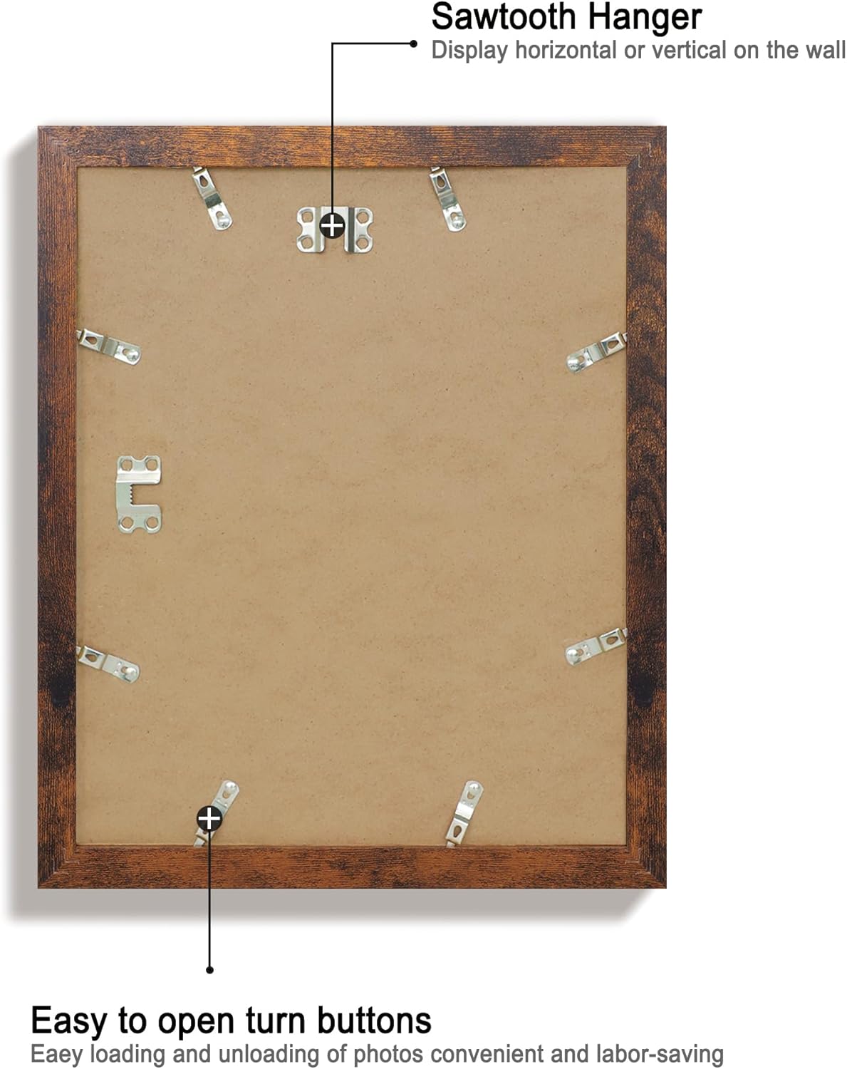 iRahmen 11x14 Picture Frame Set of 4 with Tempered Glass, Rustic Frame Display 8x10 Pictures with Mat or 11 x 14 Without Mat, Wooden Photo Frames for Wall Mounting