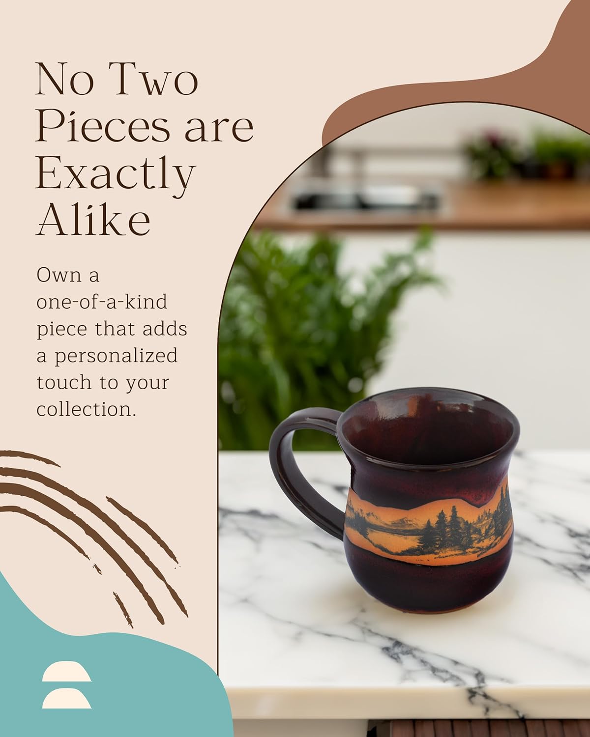 Handmade Ceramic Coffee Mug - Always Azul Mountain Scene 14oz Coffee Mug - Oven, Dishwasher, & Microwave Safe Mug - Kitchen Essentials Made in Colorado, Real Red