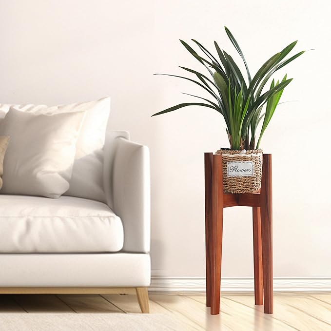 24" Tall Plant Stand ,Wooden Tall Plant Stands Indoor, Mid Century Plant Corner Flower Holder Outtdoor Suitable for Plant Pots & Water Dispenser Under 10" (Pot & Plant Not Included)