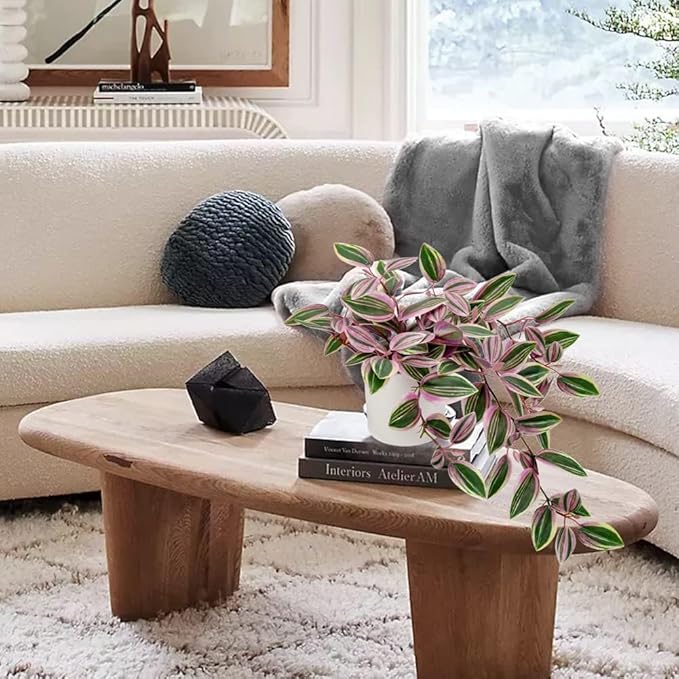 Fake Hanging Plants in Ceramic Pot, 20 Inch Artificial Pink Ivy Leaves Plant Faux Greenery Vine Plants for Home Bedroom Office Table Shef Desk Indoor Outdoor Decor Pink