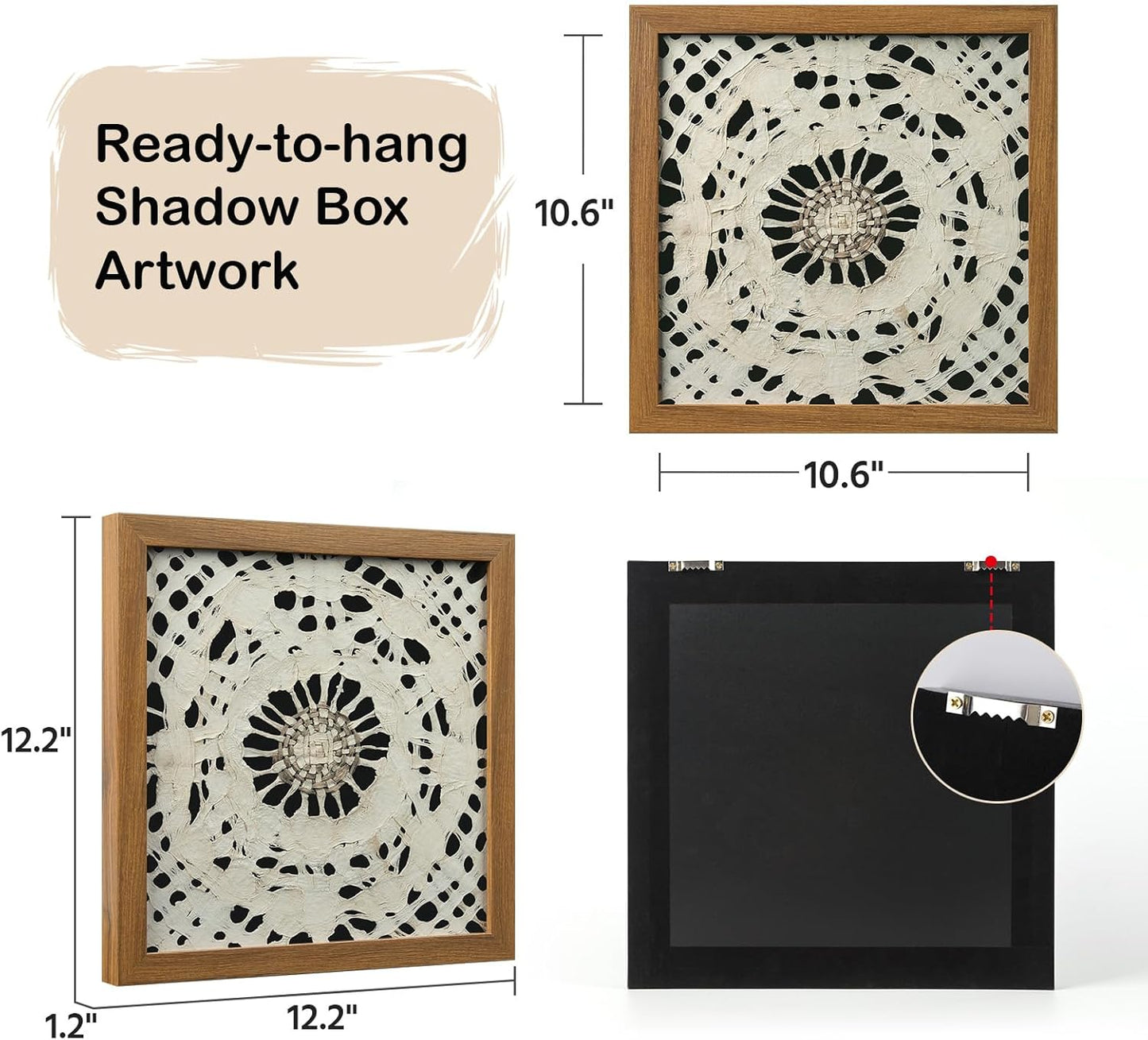 FOLKOR Abstract Framed Wall Decor for Entryway Staircase Art Gallery, 12" Handmade Paper Artwork Eclectic Home Accent, Geometric Floating Shadow Box Wall Plaque Gift for Birthday Thanksgiving