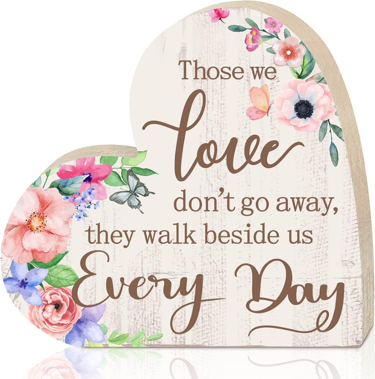 Jetec Sympathy Gift Memorial Wooden Heart for Loss of Loved One Remembrance Bereavement Decor Condolence Sign for Grief Father Mother Son Brother, 6. 3 x 6 x 0. 7 Inches(Flower Style)