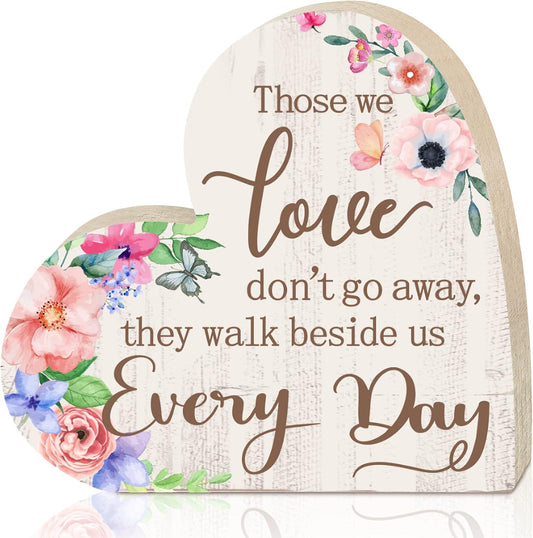 Jetec Sympathy Gift Memorial Wooden Heart for Loss of Loved One Remembrance Bereavement Decor Condolence Sign for Grief Father Mother Son Brother, 6. 3 x 6 x 0. 7 Inches(Flower Style)