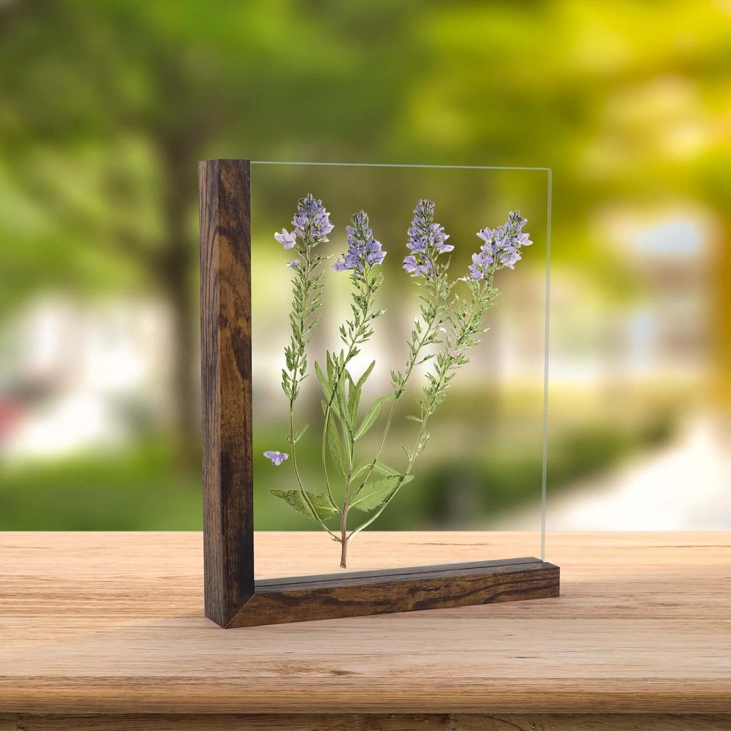 Lavezee 8x10 Picture Frames Set of 2, Rustic L Shaped Double Sided Frame for 8 by 10 Photo, Made of Brown Base and HD Tempered Glass Covers for Table Top Display