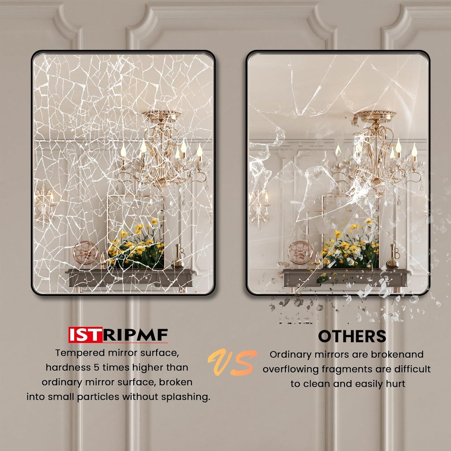 Black Bathroom Mirror 20x30 Inch,Bathroom Vanity Mirror for Wall,Rectangular Round Corner Black Metal Framed Mirror(Horizontal/Vertical)