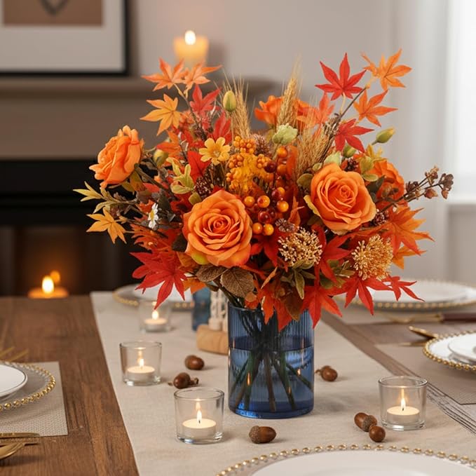 Glass Ribbed Cylinder Vase Set of 6, Bud Vase for Wedding Centerpieces, Clear Ribbed Glass Flower Vase, Hurricane Floating Candle Holder 4 Inch, Decorative Vases for Home Decor(Blue)