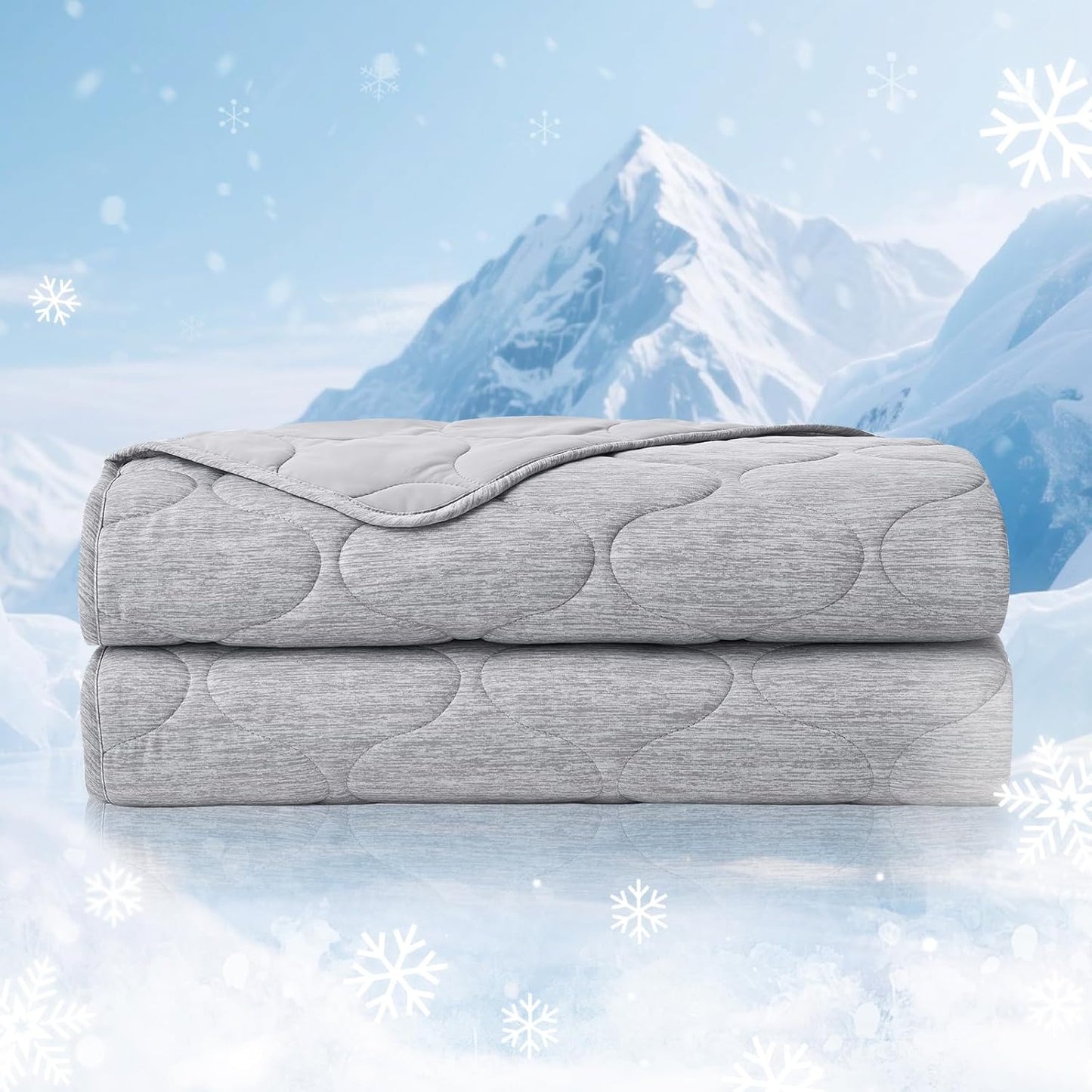 Cozy Bliss Cooling Dual-Sided Blanket for Hot Sleepers, Q-Max>0.46 Lightweight Soft Breathable All Seasons Double Side Cooling Throw for Night Sweats (Silver Grey, 50"x70")