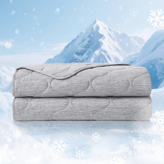 Cozy Bliss Cooling Dual-Sided Blanket for Hot Sleepers, Q-Max>0.46 Lightweight Soft Breathable All Seasons Double Side Cooling Throw for Night Sweats (Silver Grey, 50"x70")