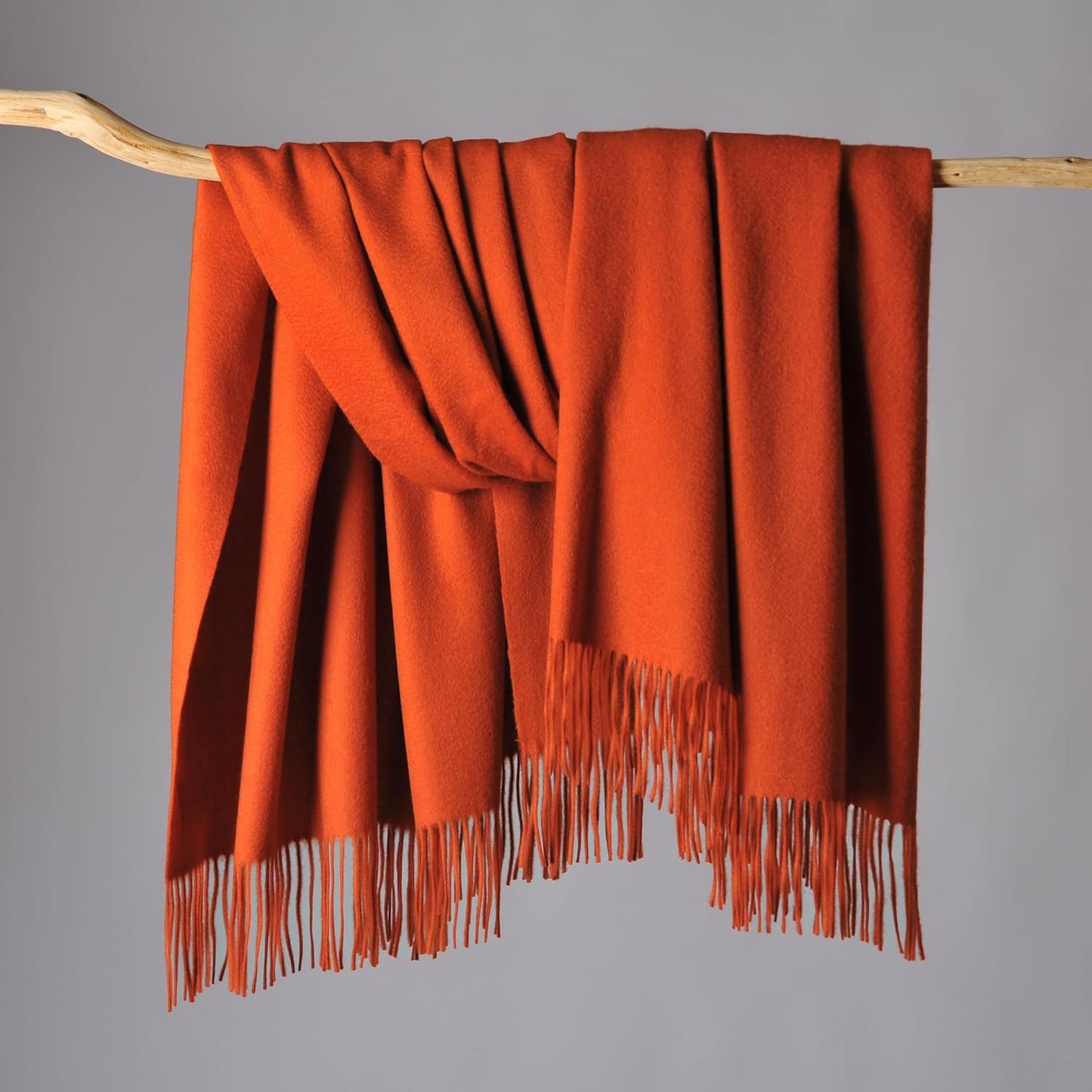 CUDDLE DREAMS Premium Cashmere Throw Blanket with Fringe, Luxuriously Soft (Persimmon)