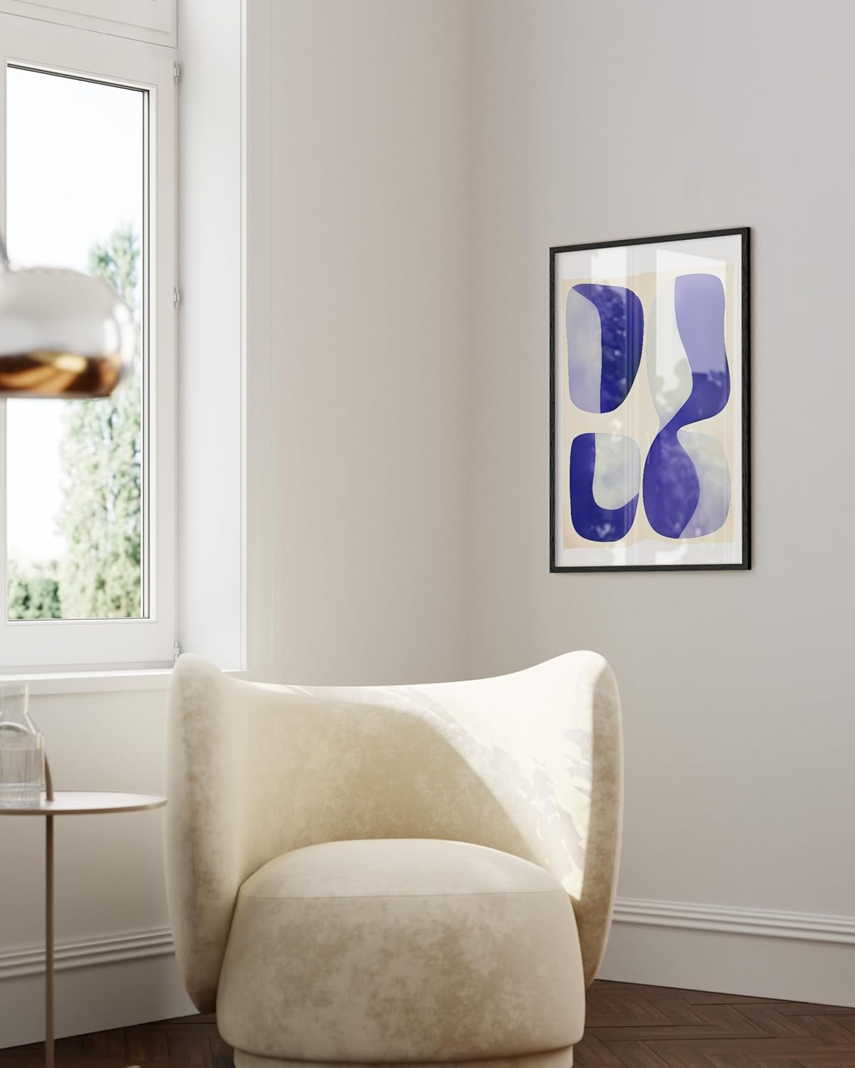 HAUS AND HUES Modern Abstract Wall Art - Blue and Green Living Room Art, Modern Artwork for Walls, Minimalist Picture for Living Room(Blue Tribal Shapes 2, Unframed, 24x36)