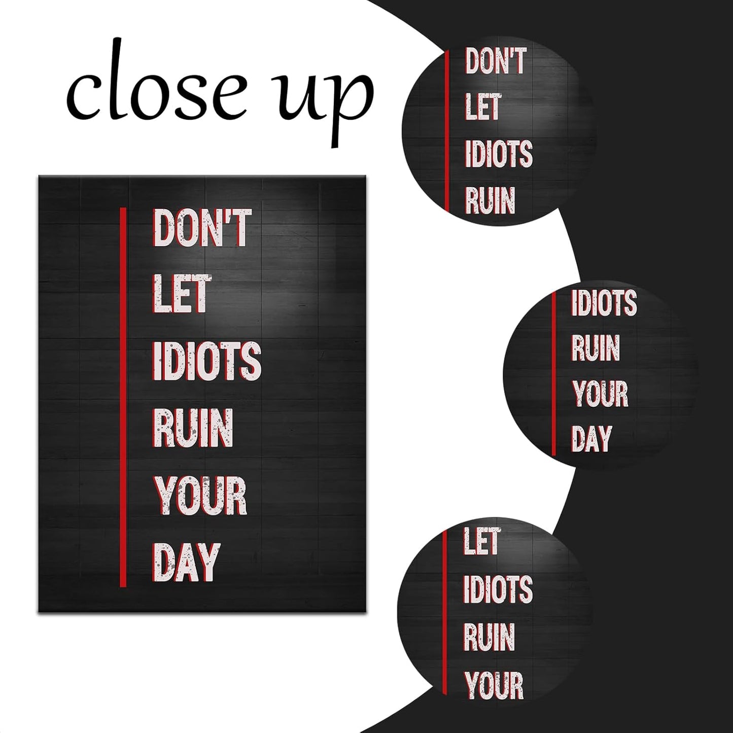 Don't Let Idiots Ruin Your Day Motivational Canvas Wall Art Entrepreneur Quotes Poster Painting Positive Print Wall Decor Artwork for Living Room Office Workplace Stretched and Framed [30''Wx 40''H]